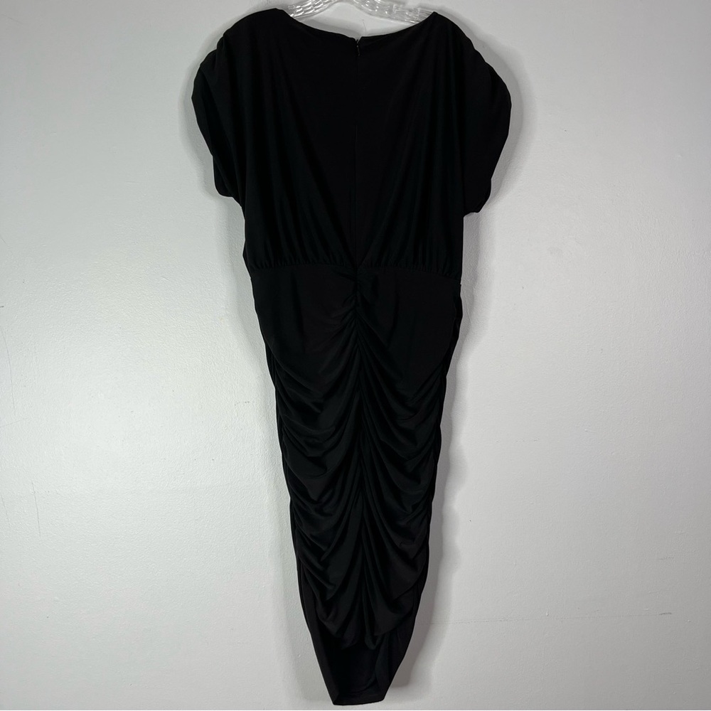 WHBM Dress Women’s XL Black Sleeveless Side Ruched Sheath LBD Lined Stretch - Picture 7 of 13